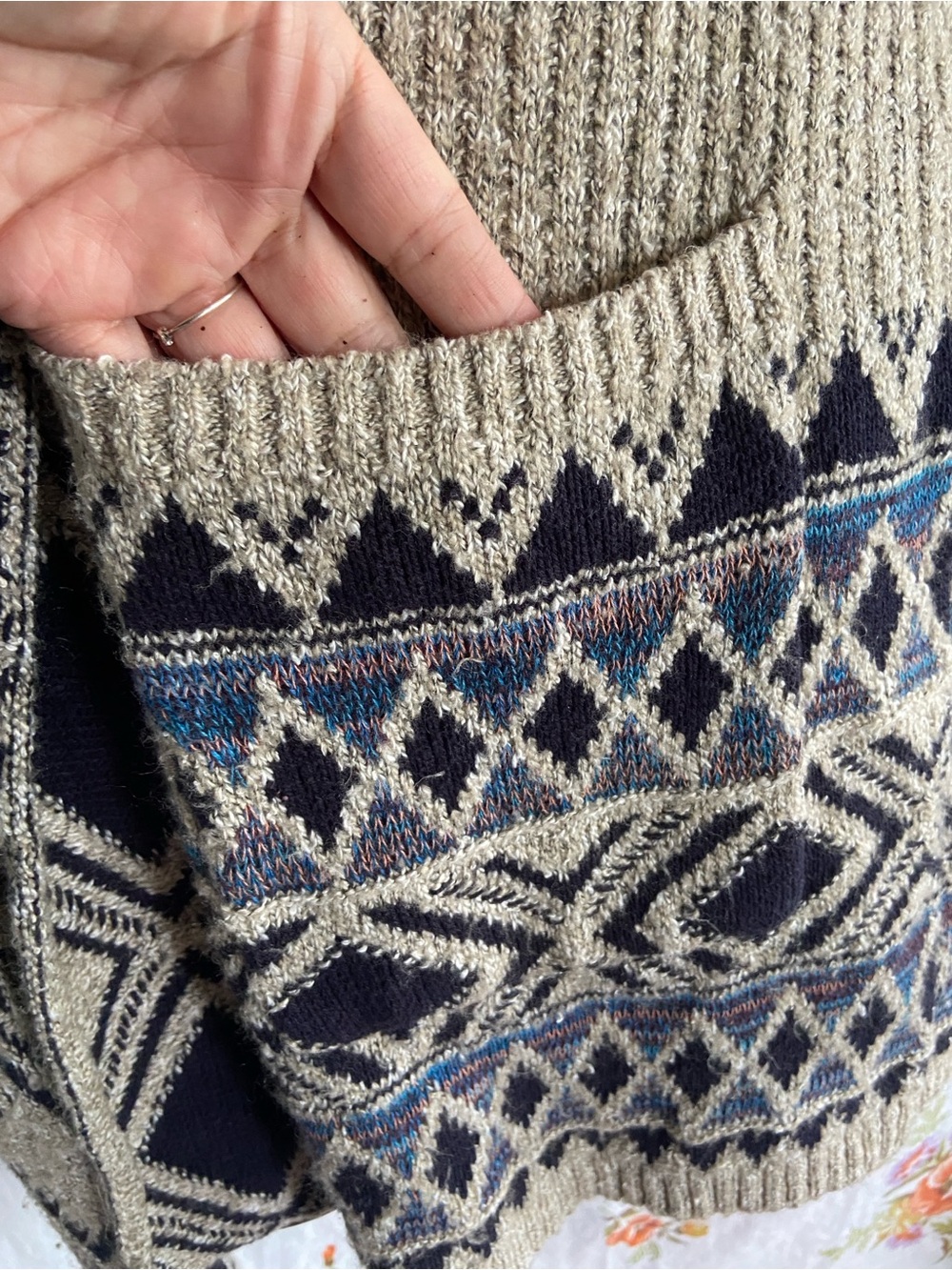 Lucky Brand 1X Shawl Cardigan Aztec Print Sweater - Picture 6 of 6
